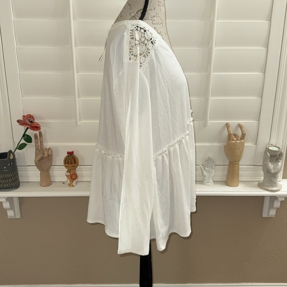 Torrid Knit V-Neck Lace Inset Long Sleeve Babydoll Pristine - Picture 5 of 12